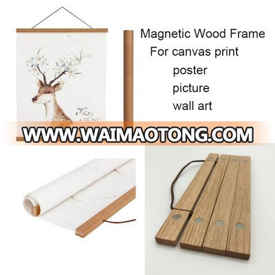 DIY assemble frame wooden material hanging magnetic photo picture wall frame poster hanger