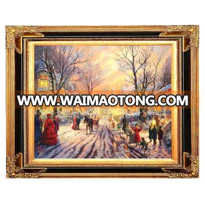 Famous christmas scenery oil painting on canvas in frame